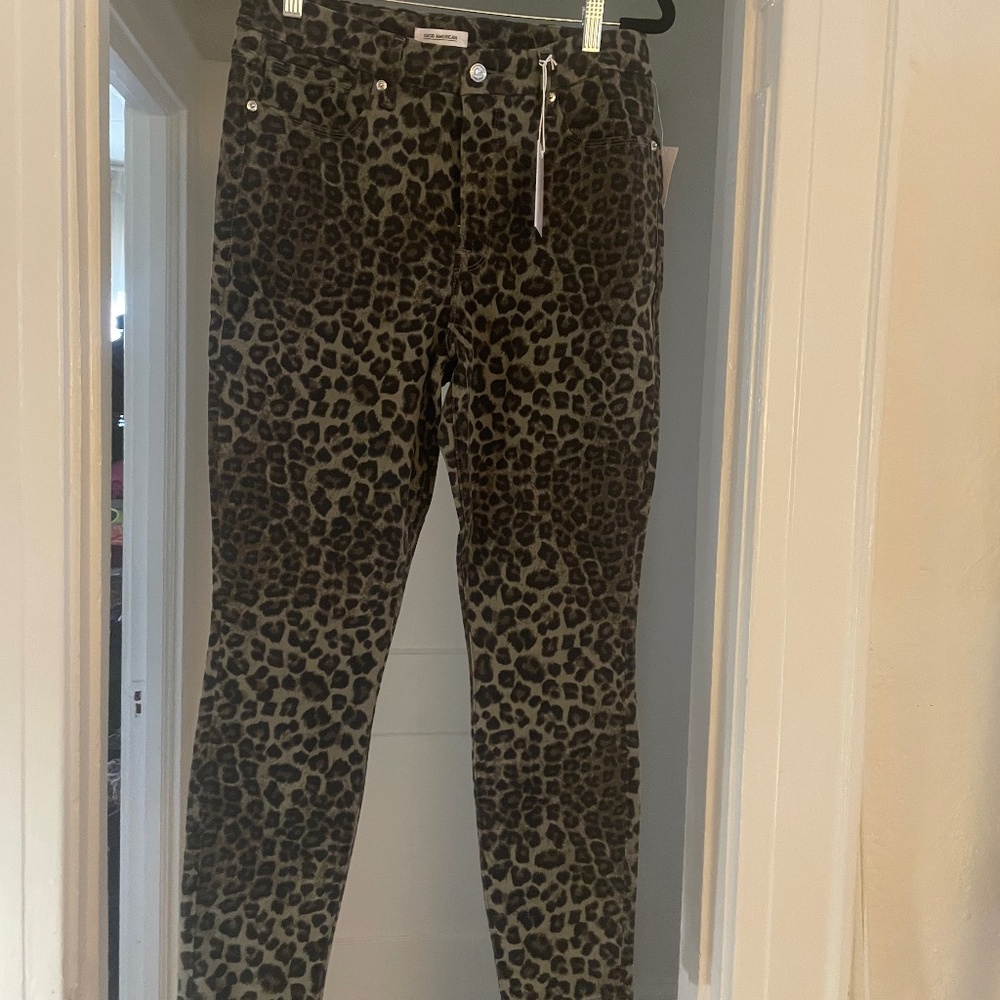NEVER BEEN WORN GOOD AMERICAN Good Waist Leopard Jeans, Size 14, Tags on